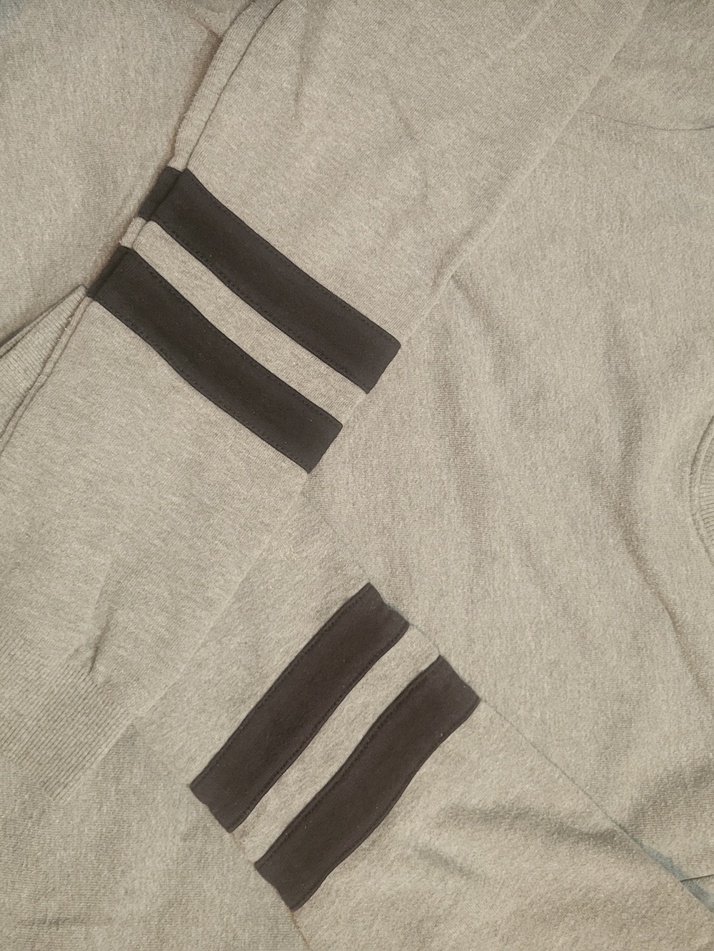 Junior's Light Gray And Black Pullover Sweatshirts with  Stripe Detail